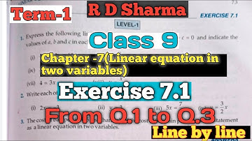 R D Sharma Class 9 Ex.7.1 Chapter 7(Linear Equation In Two Variables)|Term -1