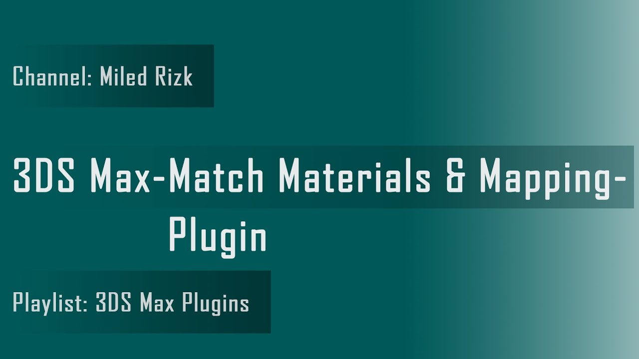 3DS Max - Match Materials and Mapping - Plugin - YouTube