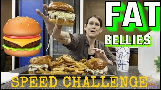FAT BELLIES, AMAZING MULTI BURGER CHALLENGE!!  LOVE AT FIRST SIGHT! ￼ SPEED CHALLENGE