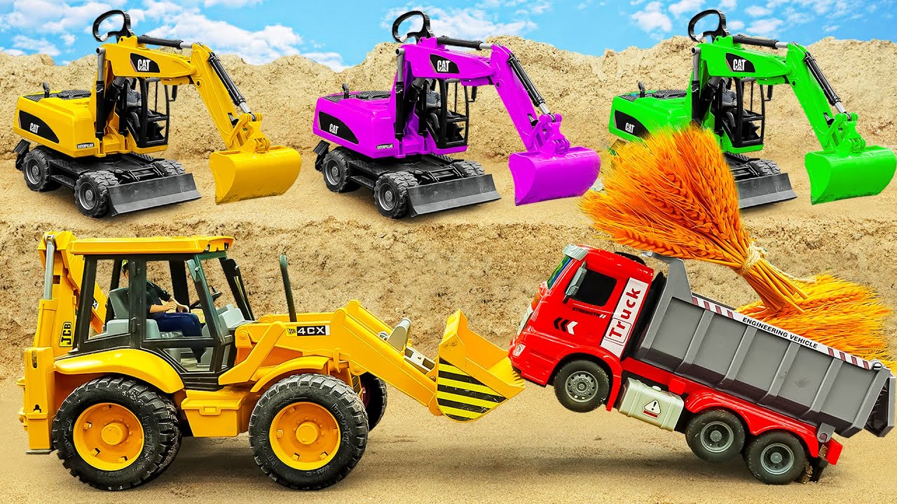 Police Car and Excavator Rescue Stuck Trucks in Sand | Toy Car Fun Adventure
