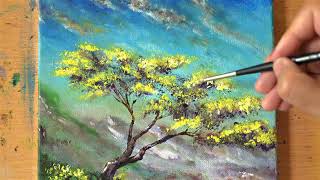Yellow Poui Tree Time Lapse Painting