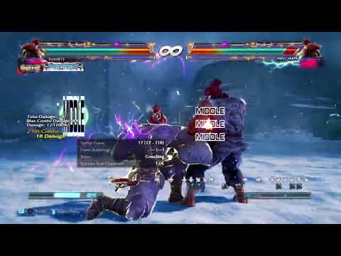 Akuma Hard Execution FADC 2 Bars 12 Frame d+2 to Fireball Combo 83 Damage Version 5 Tekken 7