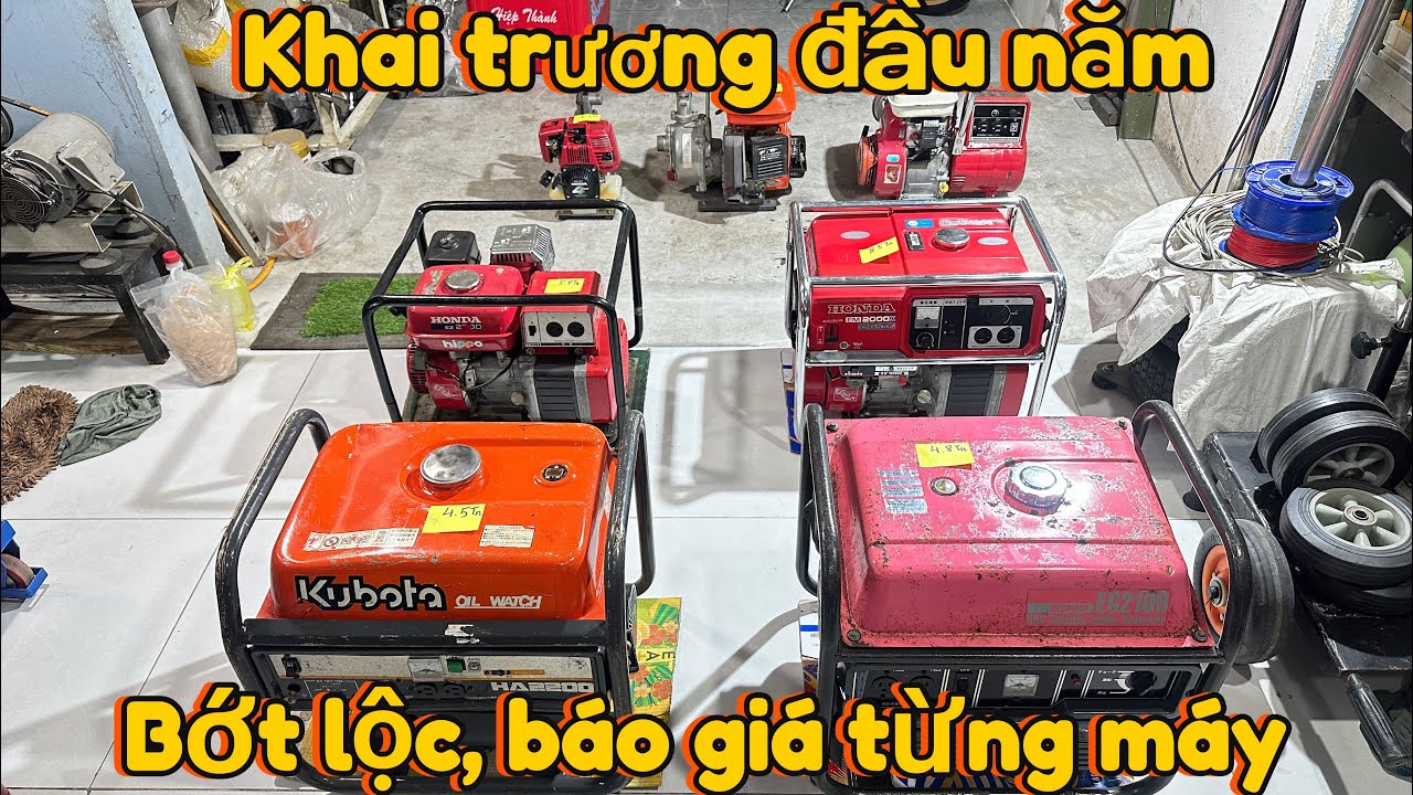 Khai trương đầu năm, máy phát điện, bơm nước hàng nhật bãi ngày 26/2/2026, lh 036.8585.413 Thanh