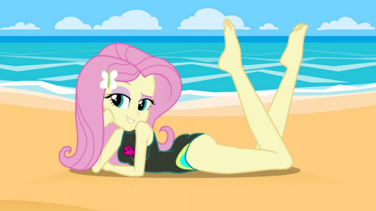 Human Counterpart Fluttershy Hydrasuit Swimsuit Beach Scene