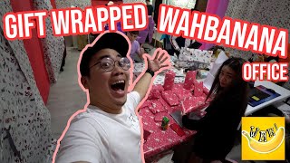 PRANKING WAHBANANA, We Gift Wrapped the Office!