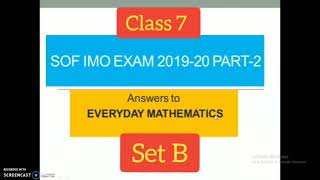 Answer key with solutions for IMO Exam Class 7 Set B Everyday Mathematics