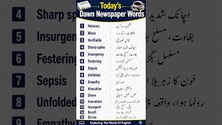Today's Dawn Newspaper Vocabulary