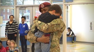 Military homecoming, soldier surprises his kid at school | EMOTIONAL