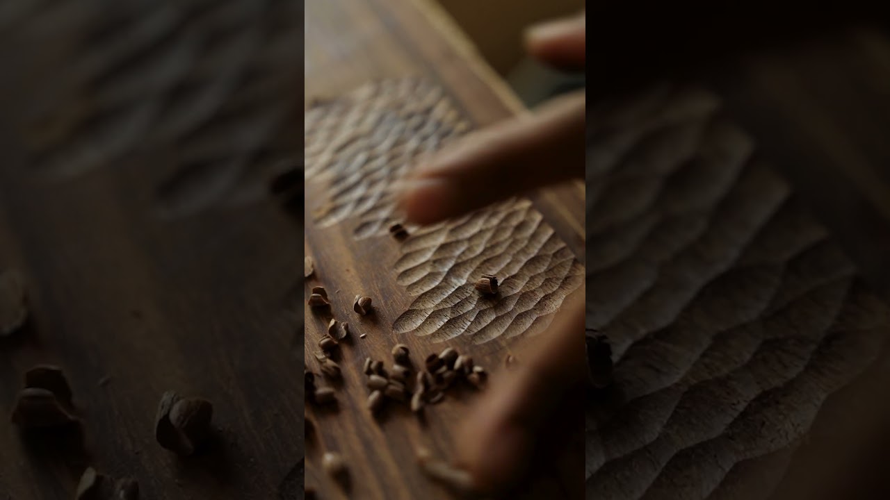 The most pleasing sound to our ears. Hand-carving the Butter dish. 