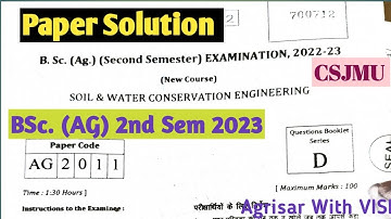 Soil And Water Conservation Engineering 2nd Sem Paper Solution 2023