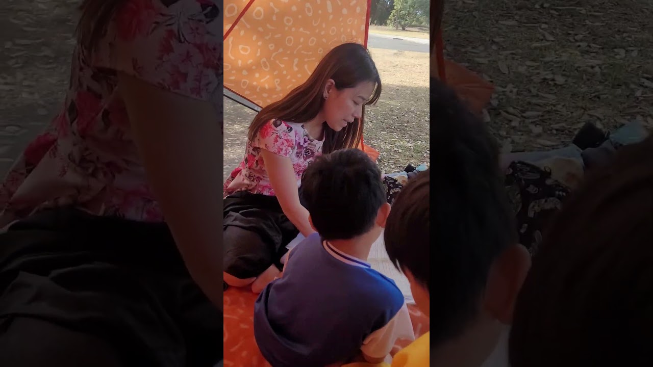 Kenzou and Max doing abacus at the long bay playground