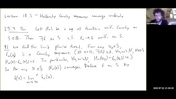 Lecture 18.2 - Uniformly Cauchy Sequences Converge Uniformly