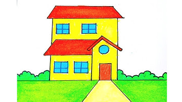House Drawing / How to Draw a House / House Scenery Drawing Easy Step By Step / Ghar Drawing