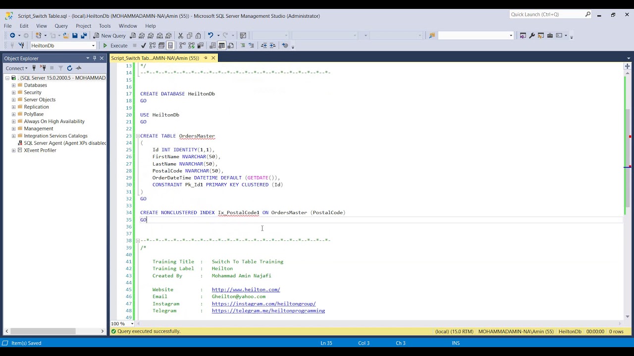 آشنایی با دستور Switch To Table در SQL SERVER 2019 (حذف اطلاعات از ...