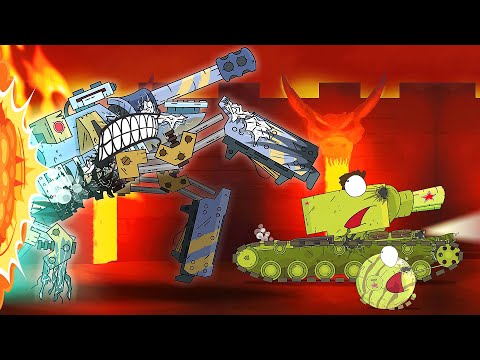 Robot attacks the tank. Cartoon about tanks in english. World of tanks cartoon. Monster Car kids.