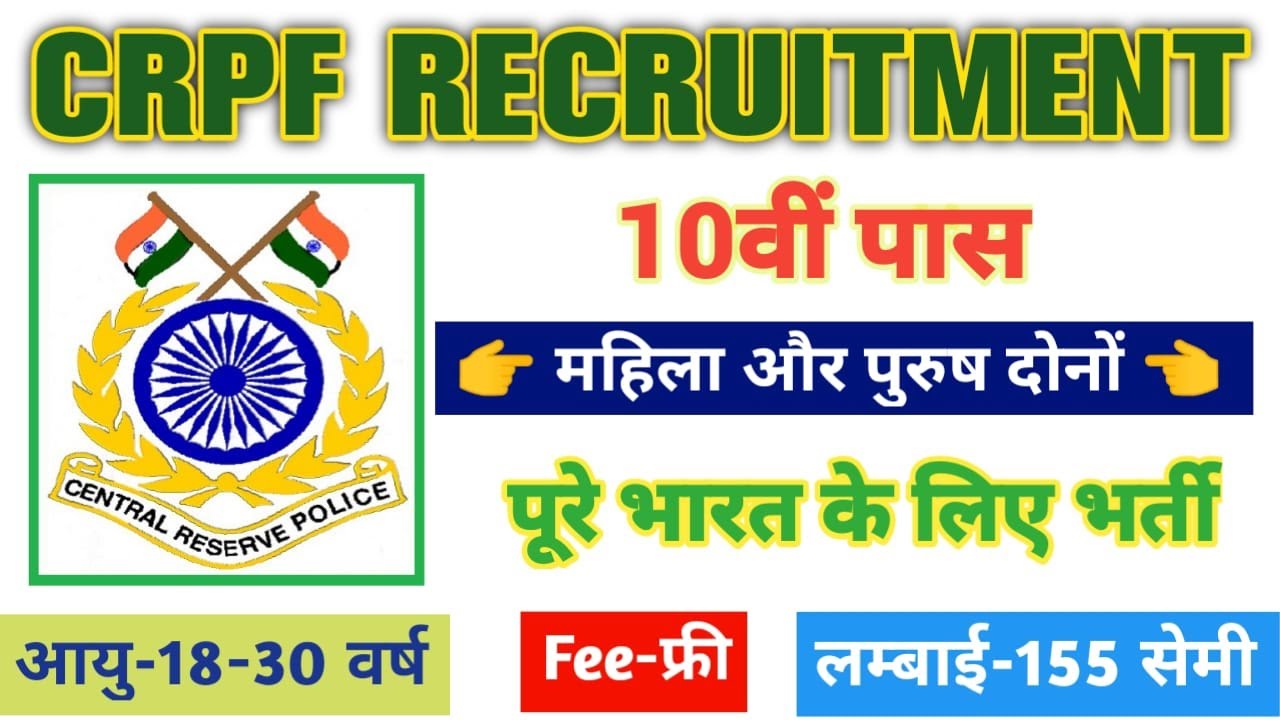 CRPF Recruitment 2022 Online Apply, CRPF New Vacancy 2022, CRPF AC New