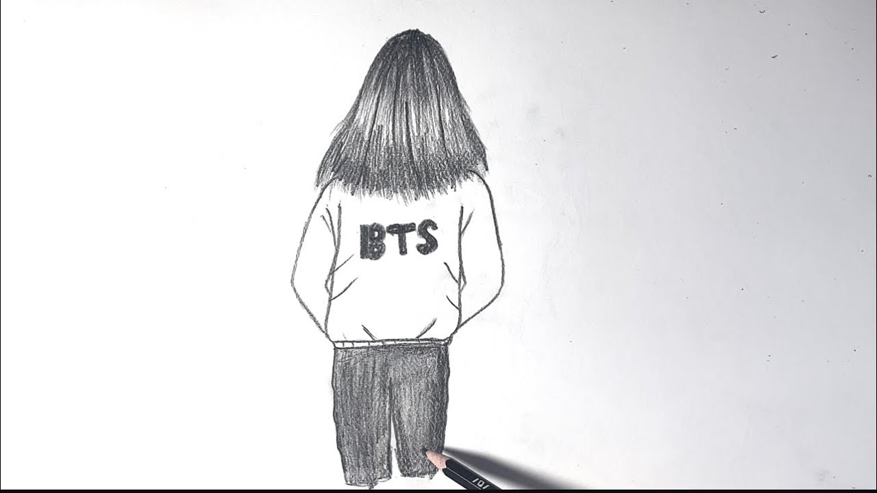 How to draw a BTS girl sketch | easy tutorial | Pencil sketch | HRM art and craft 
