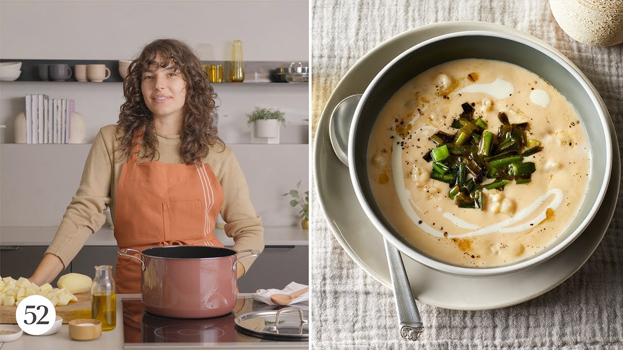 Cheesy Potato Soup with Peppered Scallions | Food52 + All-Clad