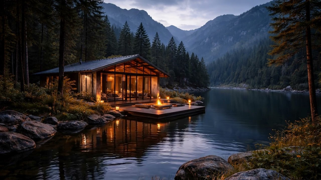 Lakeside Cabin at Dusk  Neo-Classical Piano & Gentle Water Ambience | Relaxing 4K Nature Escape