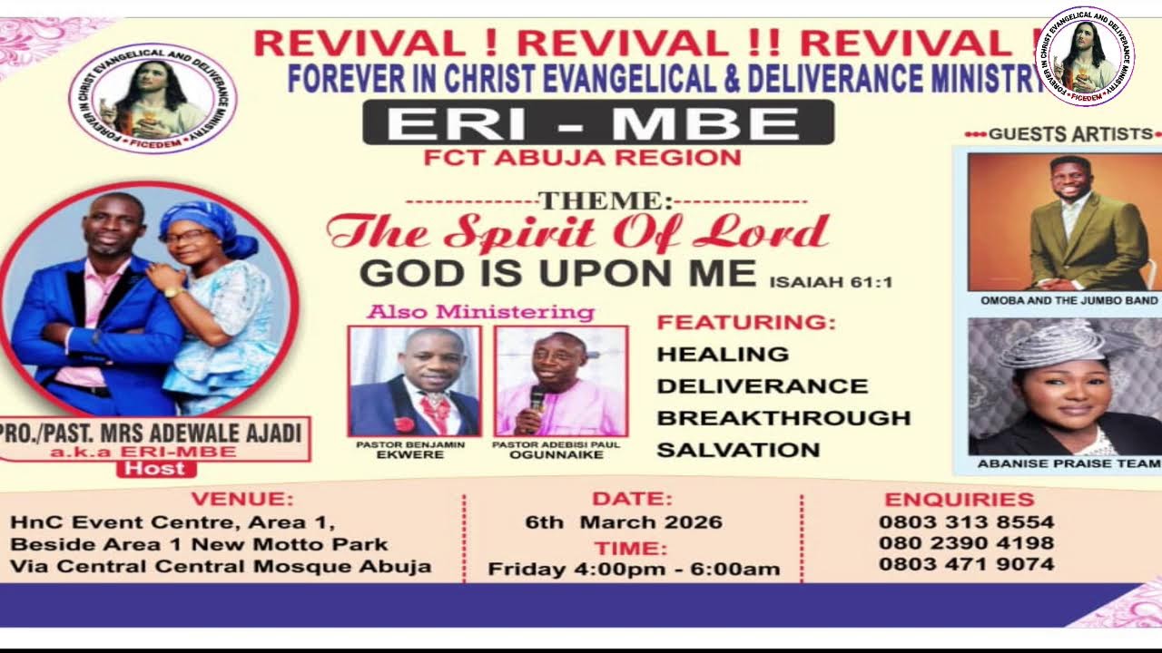 ABUJA FOR CHRIST | THE SPIRIT OF THE LORD GOD IS UPON ME | EMI OLUWA OLORUN MBE LARA MI   06/03/2026