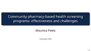 Title - Community pharmacy-based health screening programs: effectiveness and challenges