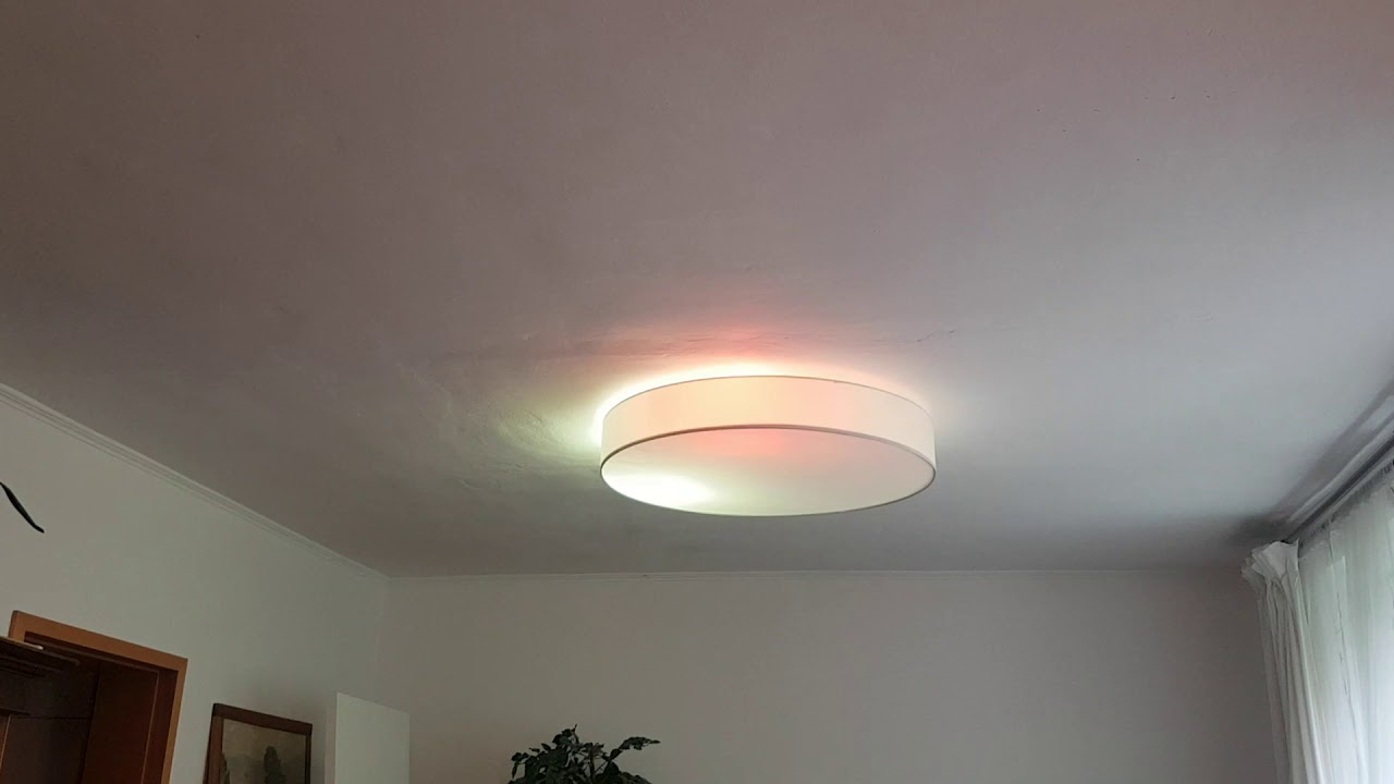 Philips Hue-Lampen in Lindby Stoff-Deckenlampe Gordana in Weiß, 98 cm -  YouTube