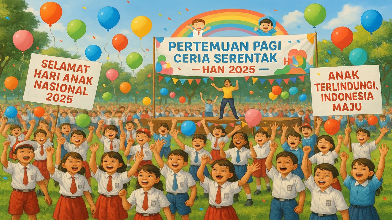 Pelaksanaan Pertemuan Pagi Ceria Serentak Dalam Rangka Hari Anak Nasional (HAN) Tahun 2025