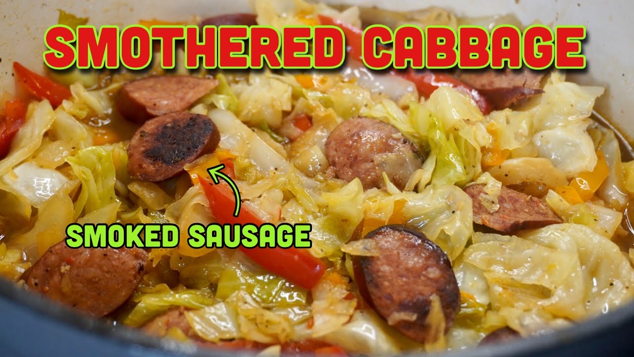 Smothered Cabbage Recipe w/ Smoked Sausage // How to Make Fried Cabbage