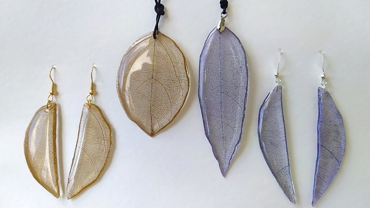 Украшения из эпоксидной смолы и скелетированных листьев