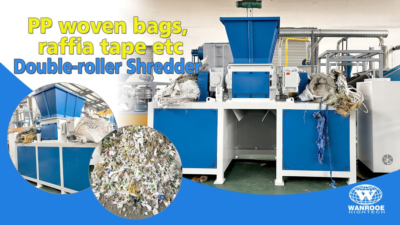 PNDS-600D Waste PP Woven Bags Crusher Raffia Tape Double Roll Single Shaft Shredder Machine