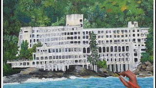 How To Paint Old Buildings In Acrylic/An abandoned building/ Mahe Beach Hotel Seychelles