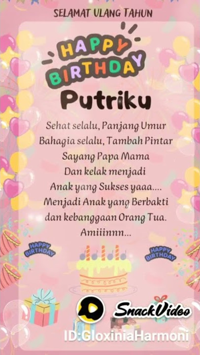 Happy Birthday Putriku, Ucapan Selamat Ulang Tahun Putriku #happybirthday #selamatulangtahun