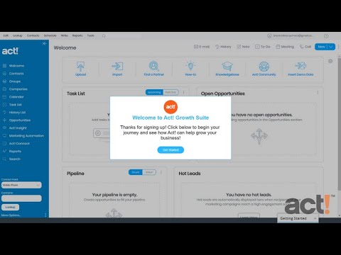 Act! Training Video - Using the Getting Started Menus in Act! Trial