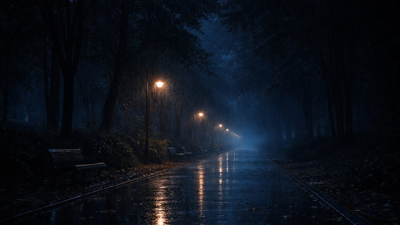 Midnight Rain in a Quiet Park 🌧️ Relaxing Rain Sounds for Deep Sleep & Sleep All Night