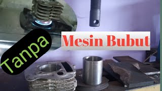 Ganti liner boring blok sepeda motor tanpa mesin bubut.