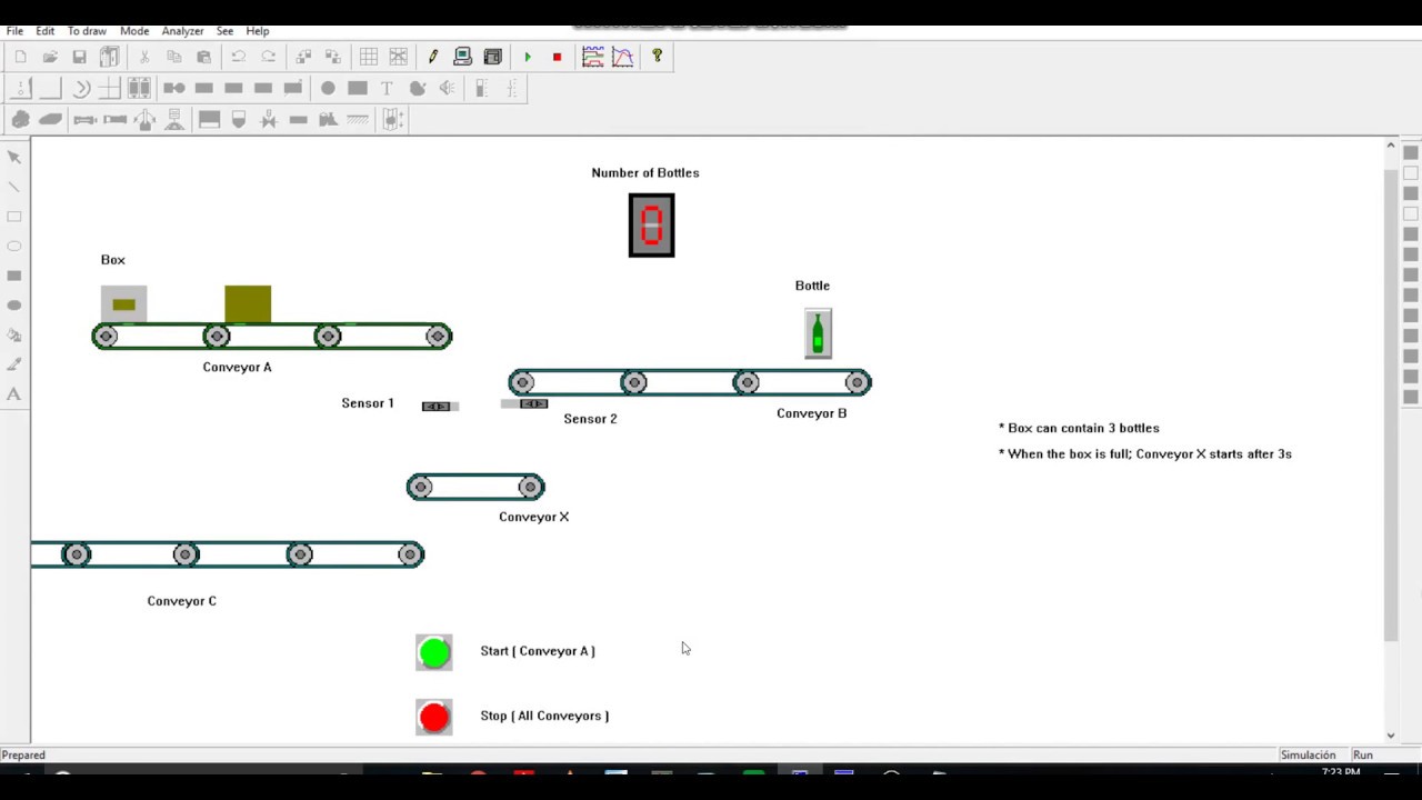 PLC S7 200 | PC Simu | Simulation of Bottle Packing Plant - YouTube