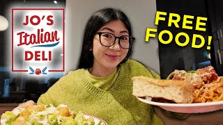 FREE MEAL?! First Time Trying Jo's Italian Deli Restaurant Soft Open in Vancouver | Food Review Vlog screenshot 2