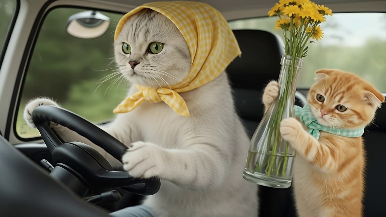 Cottagecore Dream: Mother Cat & Baby Kitten’s Flower Business 🏡🐱