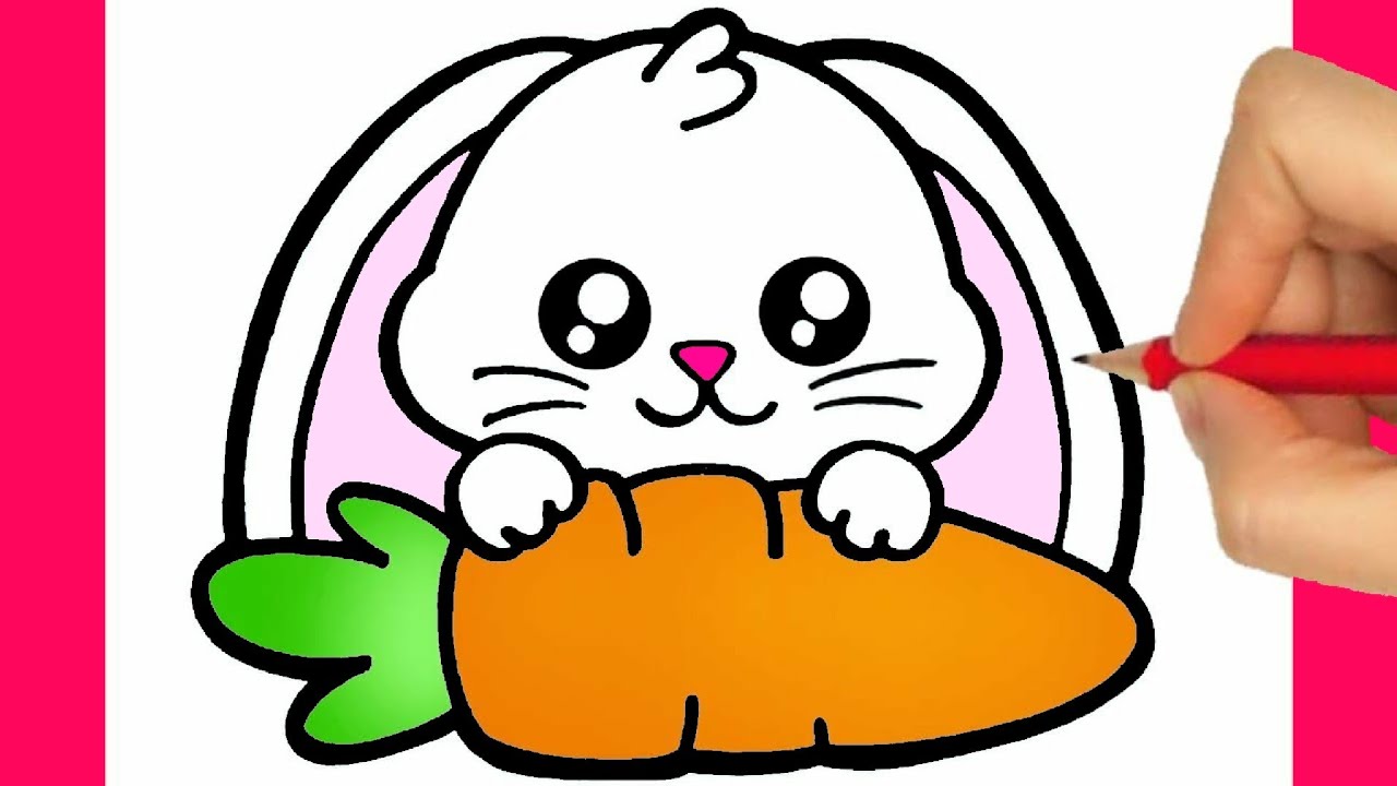 HOW TO DRAW A RABBIT EASY - DRAWING AND COLORING A CUTE BUNNY ...