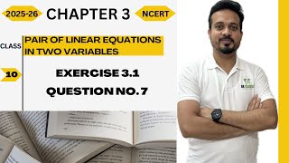 Class10|Pair of Linear Equations in two variable|Chapter3|Exercise3.1|Question No 7|NCERT|CBSE|RBSE|