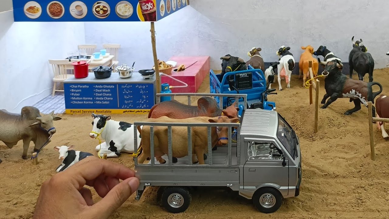 How to make Cow Mandi Diorama | Miniature Dhaba | DIY Cattle Market