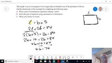 Simultaneous equation rectangle word problem
