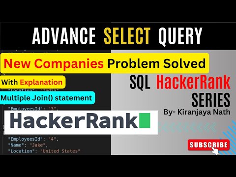New Companies HackerRank Problem Solved | Multiple Join( ) Statement | SQL | SQL Server | HackerRank