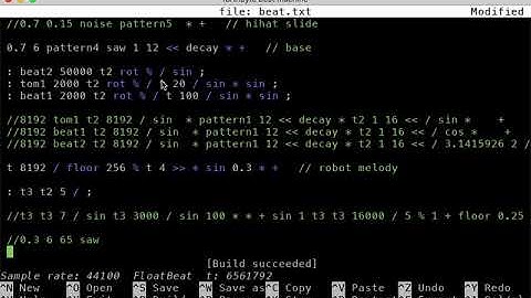 Bytebeat and floatbeat coding in Forth