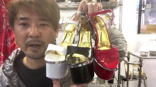 7265厚底エナメル風クリアサンダル キャバヒール