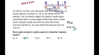 Çıkmış Denklemler ve Eşitsizlikler Soruları🔆2024 TYT🔆1🔆 Karekodlu Fasikül Açıklamada