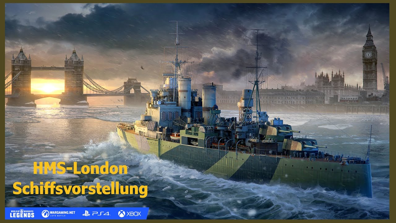 World of Warships Legends HMS London Schiffsvorstellung+Erste Runde ...