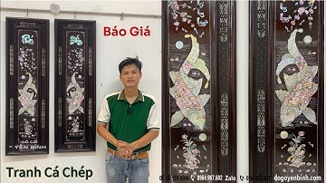 Báo giá tranh khảm cá chép,tranh lý ngư vọng nguyệt khảm ốc gỗ gụ  lh 0964 967 682 zalo