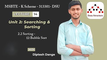 2.2 Sorting: Bubble Sort Explanation | 313301| Unit 2| DSU Unit 2 K Scheme | Diptesh Dange| MSBTE|