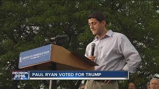 Paul Ryan votes for Trump, won't campaign for him